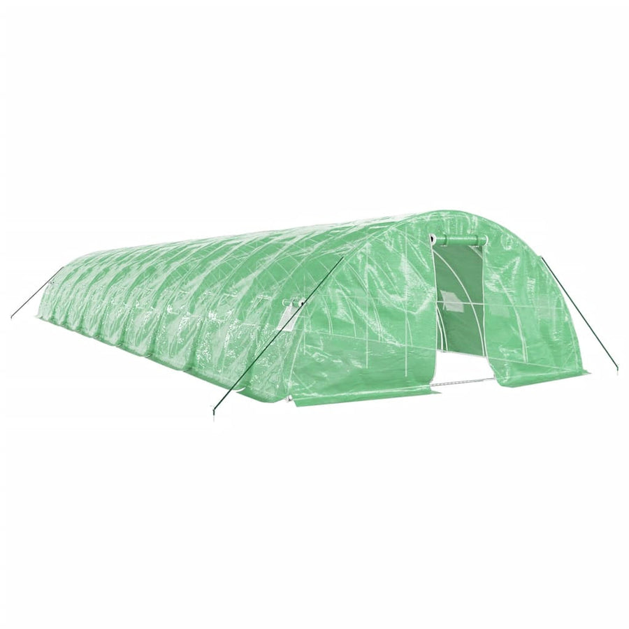 Tunnelväxthus med stålram, grönt, 90 m², 18x5x2,3 m