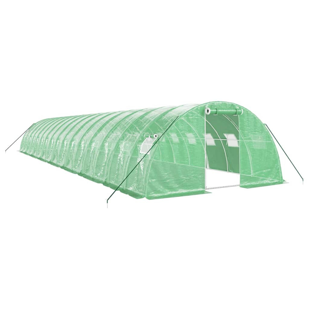 Tunnelikasvihuone teräsrungolla vihreä 64 m² 16x4x2 m