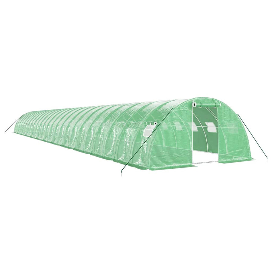 Tunnelväxthus med stålram, grönt, 96 m², 24x4x2 m