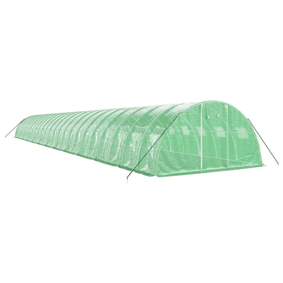 Tunnelväxthus med stålram, grönt, 96 m², 24x4x2 m