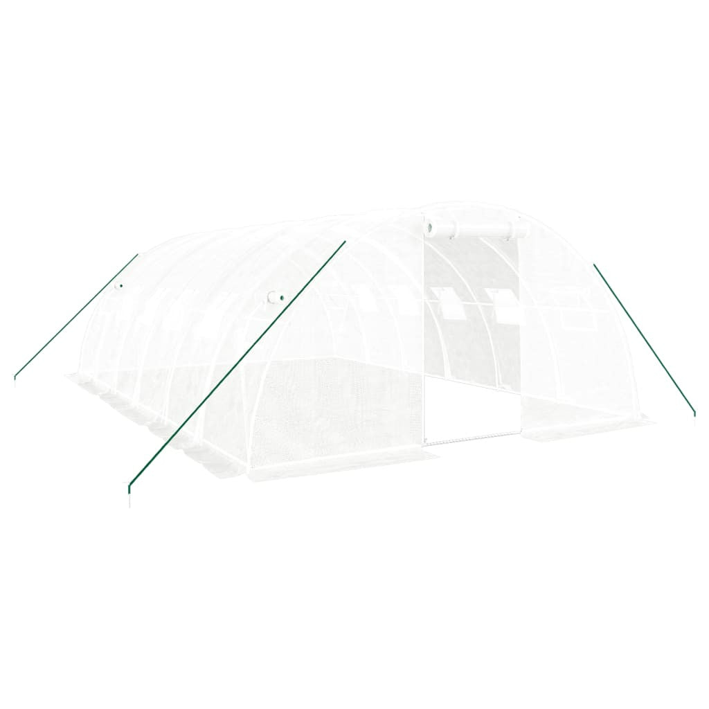 Tunnelikasvihuone teräsrungolla valkoinen 24 m² 6x4x2 m