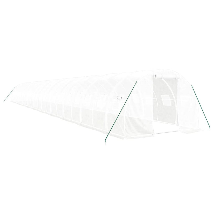 Tunnelväxthus med stålram, vitt, 66 m², 22x3x2 m