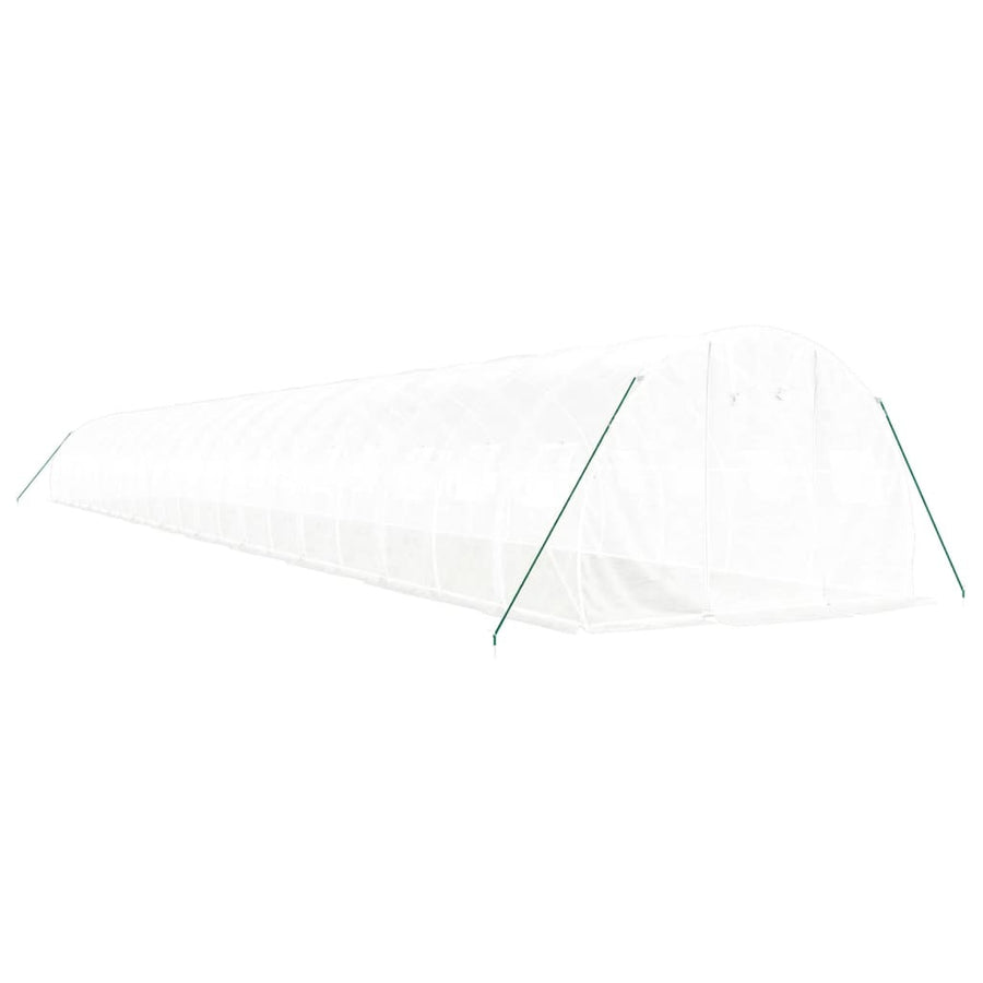 Tunnelväxthus med stålram, vitt, 66 m², 22x3x2 m