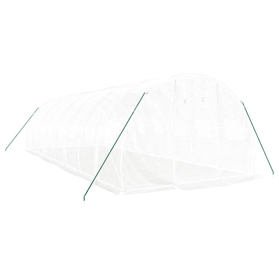 Tunnelväxthus med stålram, vitt, 24 m², 8x3x2 m