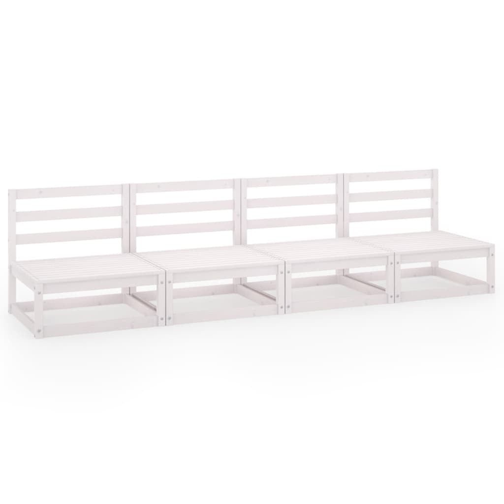 4-istuttava Puutarhasohva valkoinen täysi mänty