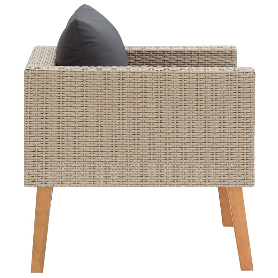 Puutarhan lepotuoli tyynyillä polyrottinki beige