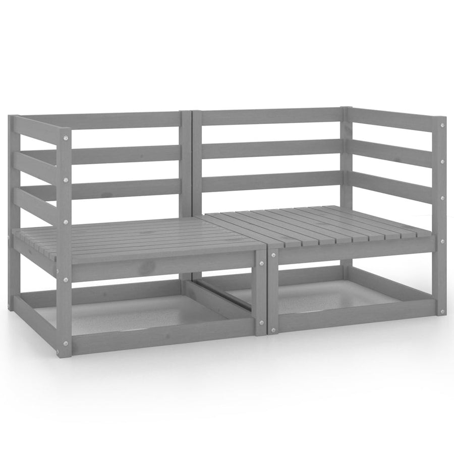 2-sits trädgårdssoffa, grå, massiv furu