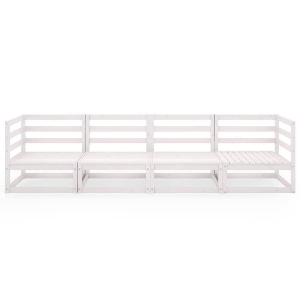 4-istuttava Puutarhasohva valkoinen täysi mänty