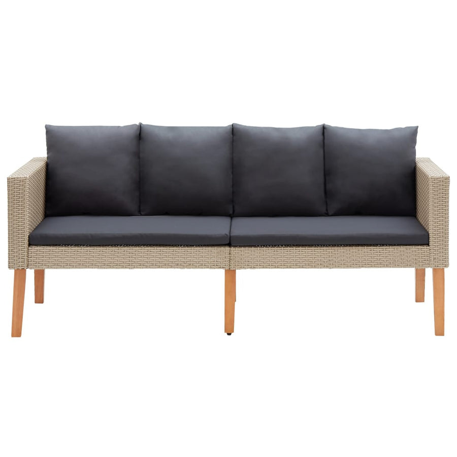 2-sitsig trädgårdssoffa med kuddar, polyrotting, beige