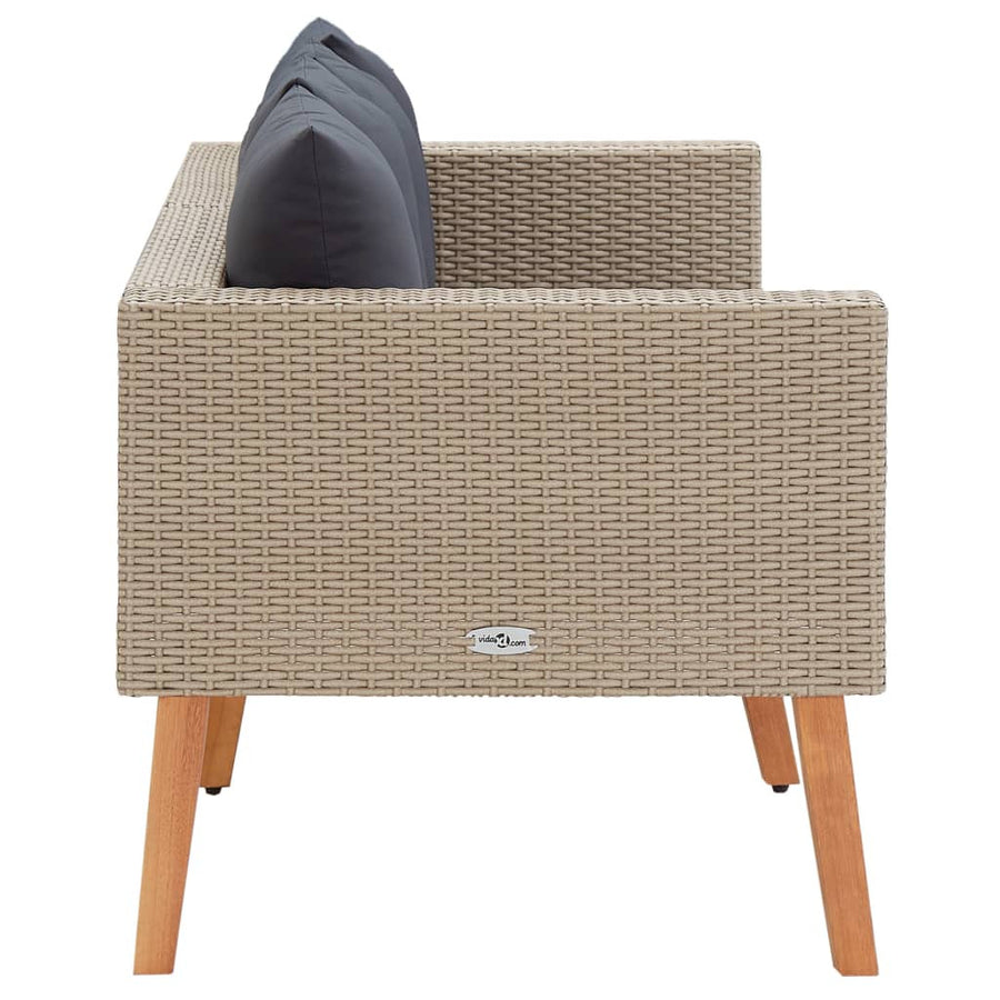 2-sitsig trädgårdssoffa med kuddar, polyrotting, beige