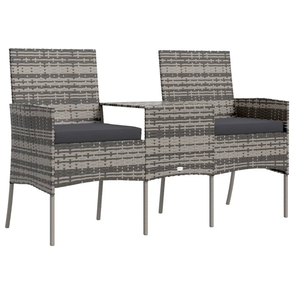 2-istuttava Puutarhasohva ja sivupöytä polyrottinki antrasiitti