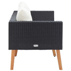 2-sitsig trädgårdssoffa med kuddar, polyrotting, svart