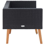 2-sitsig trädgårdssoffa med kuddar, polyrotting, svart