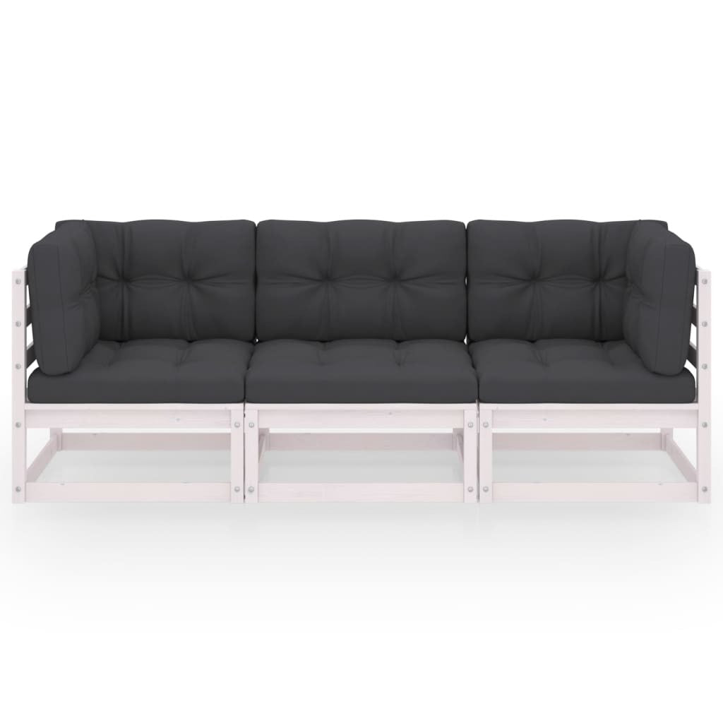 3-istuttava Puutarhasohva tyynyillä täysi mänty