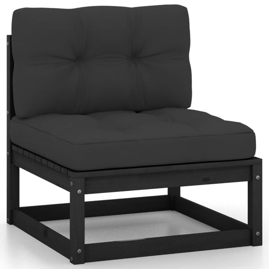 3076389 4-sitsig trädgårdssoffa med kuddar, massiv furu