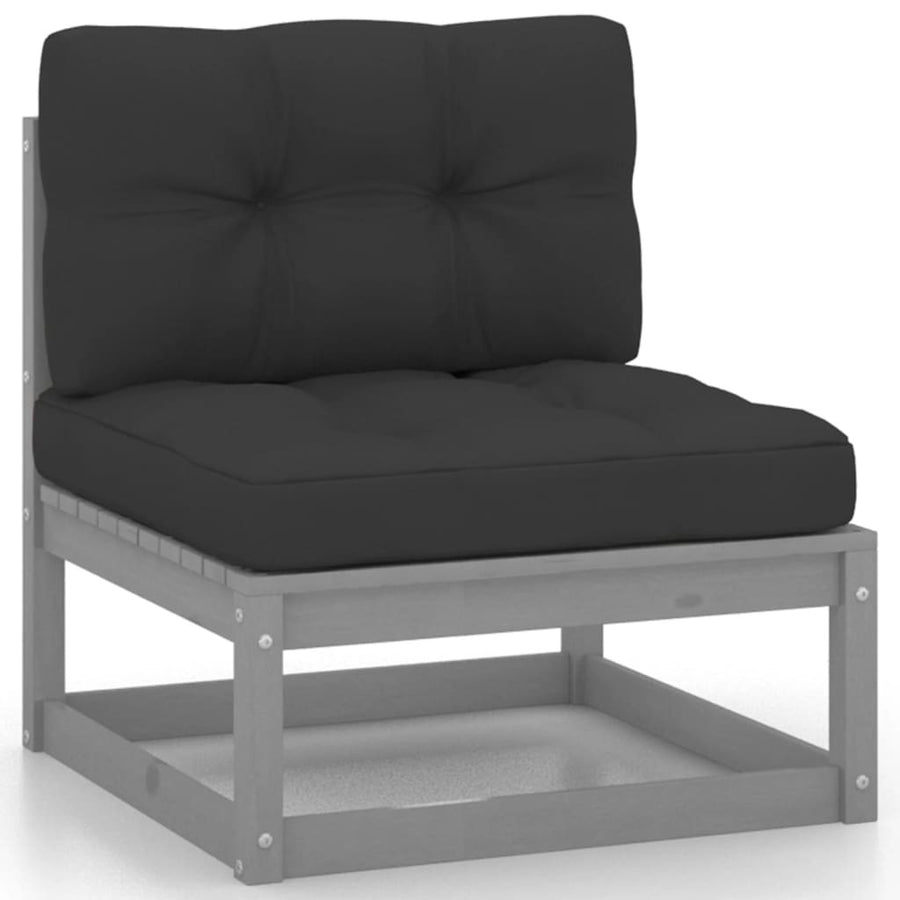 3076389 4-sitsig trädgårdssoffa med kuddar, massiv furu