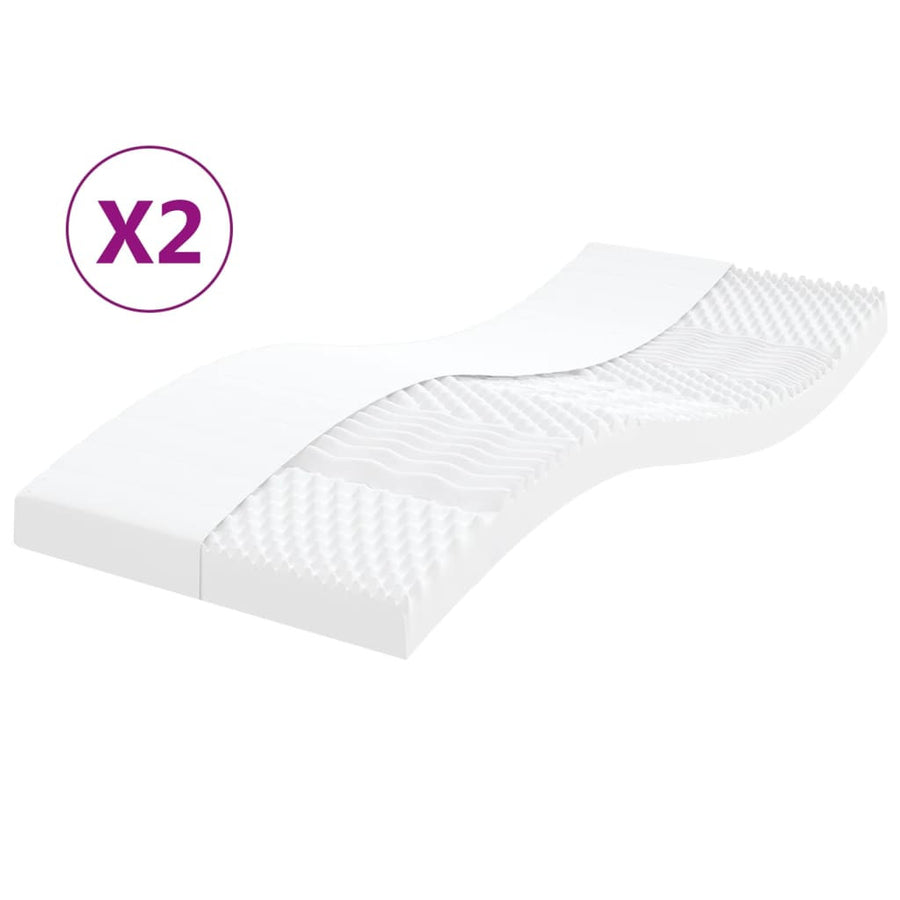 Skummadrasser, 2 st, vita, 80x200 cm, 7 zoner, fasta, 20ILD