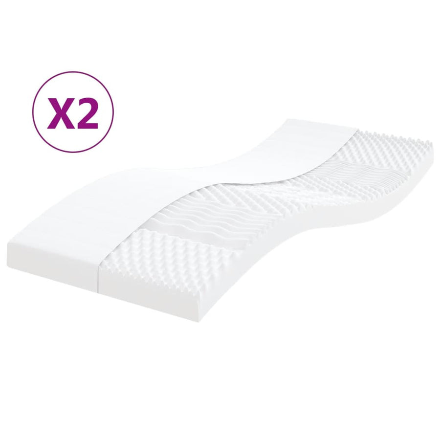 Skummadrasser, 2 st, vita, 100x200 cm, 7 zoner, fasta, 20ILD