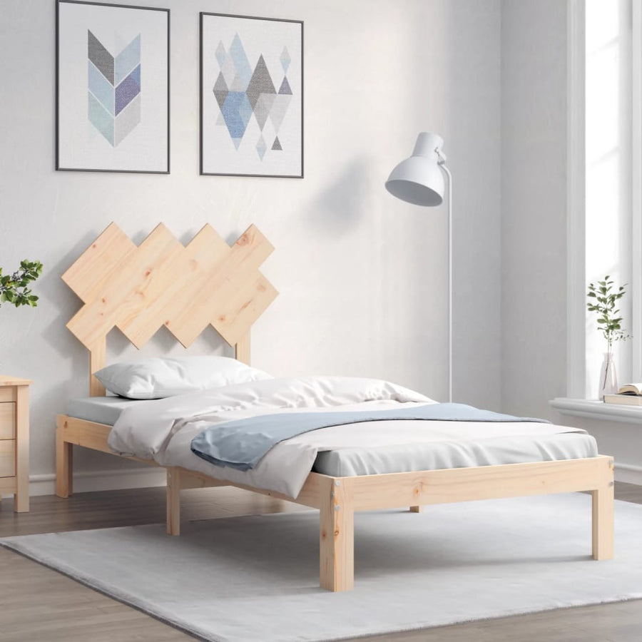 Sängram med huvudgavel 3FT Enkelrumsmöbel i massivt trä