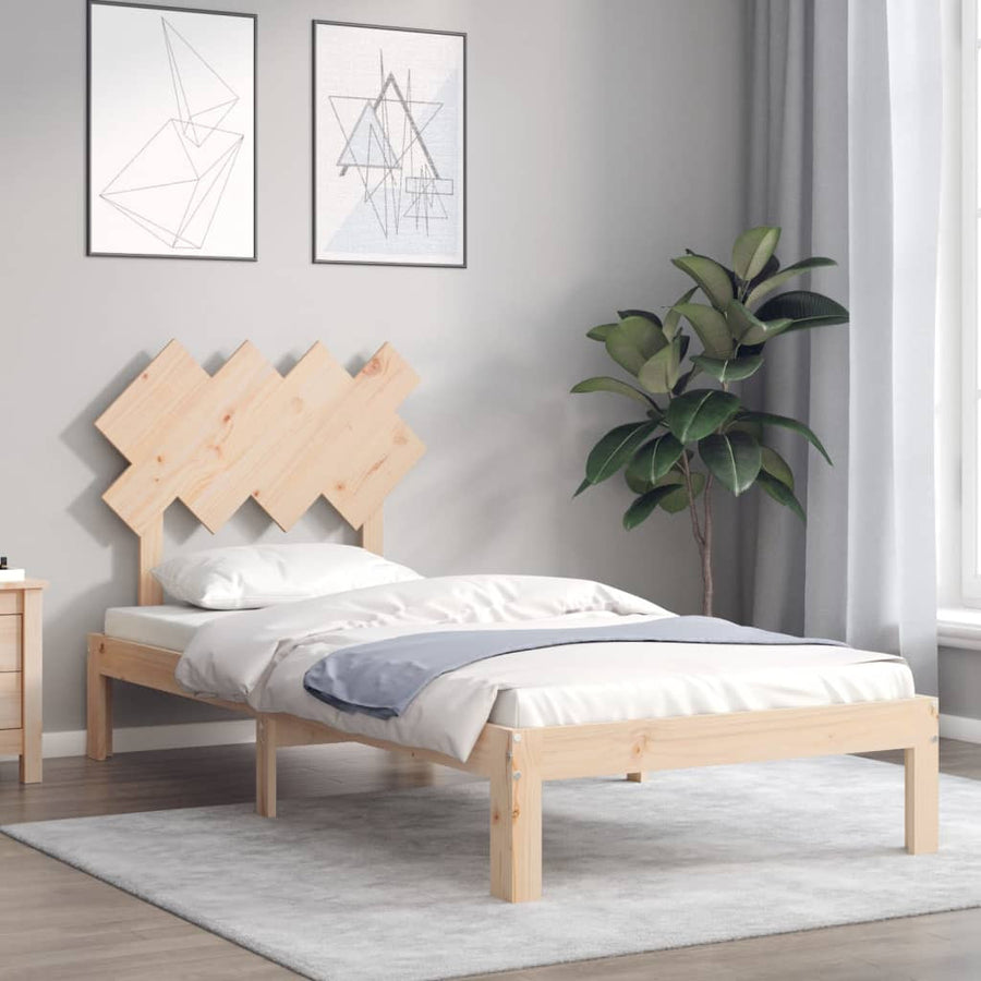 Sängram med huvudgavel 3FT Enkelrumsmöbel i massivt trä