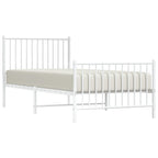 Metallinen sängynrunko päädyillä valkoinen 90x200 cm