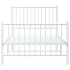 Metallinen sängynrunko päädyillä valkoinen 90x200 cm