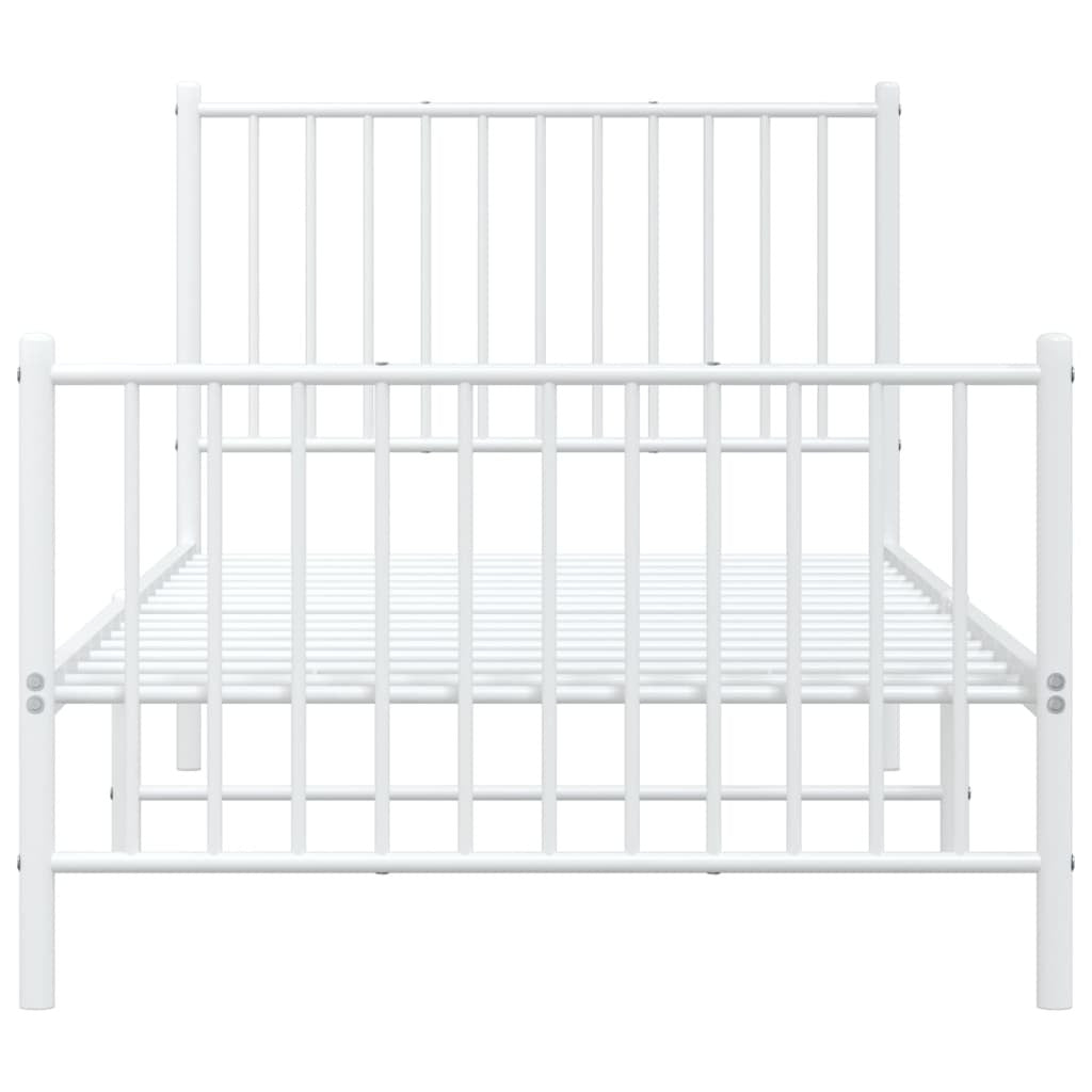 Metallinen sängynrunko päädyillä valkoinen 90x200 cm