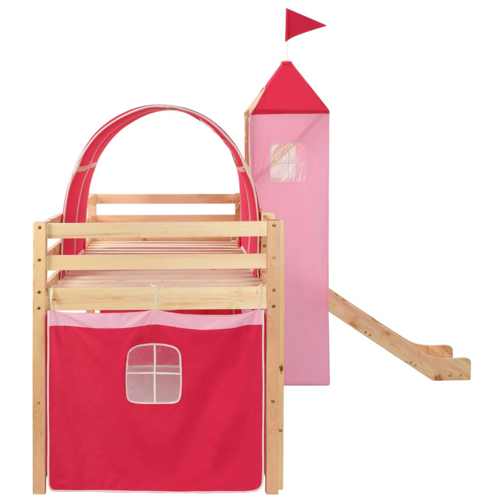 Lasten parvisängyn runko, liukumäki ja tikapuut mänty 208x230cm