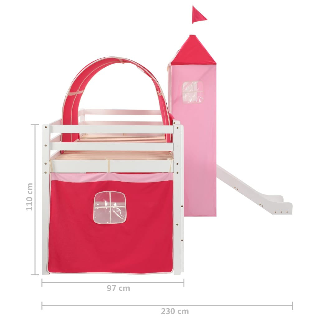 Lasten parvisängyn runko, liukumäki ja tikapuut mänty 208x230cm