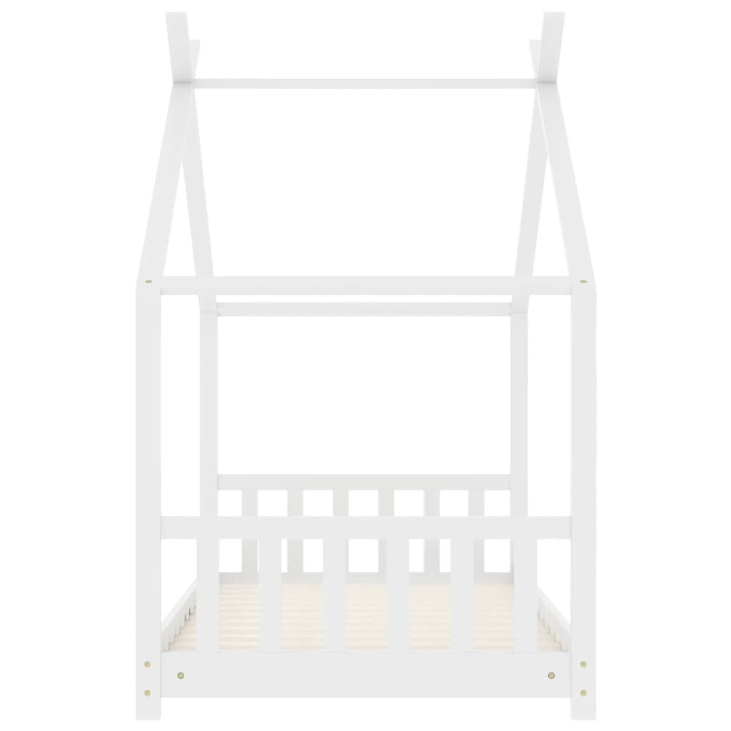 Lasten sängynrunko valkoinen täysi mänty 80x160 cm