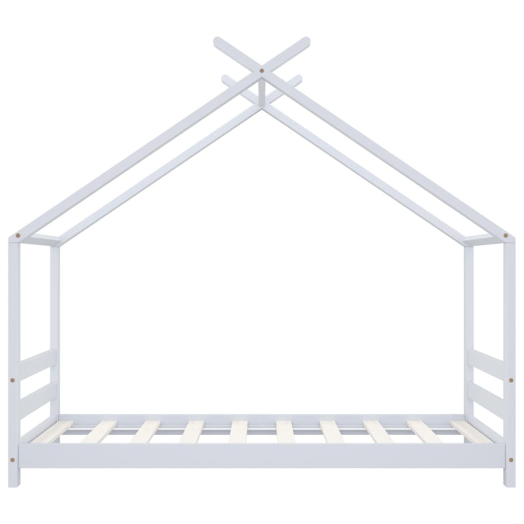 Lasten sängynrunko valkoinen täysi mänty 80x160 cm