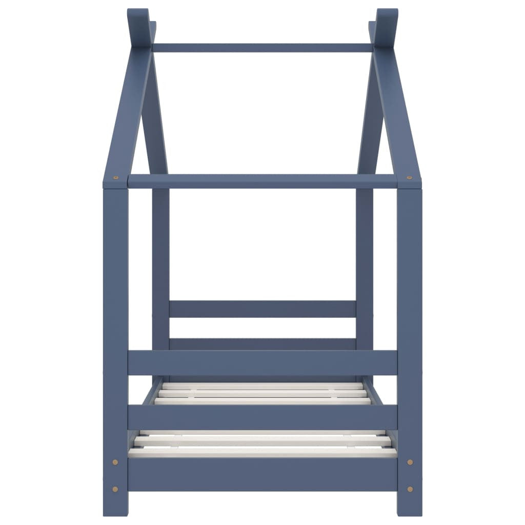 Lasten sängynrunko harmaa täysi mänty 70x140 cm