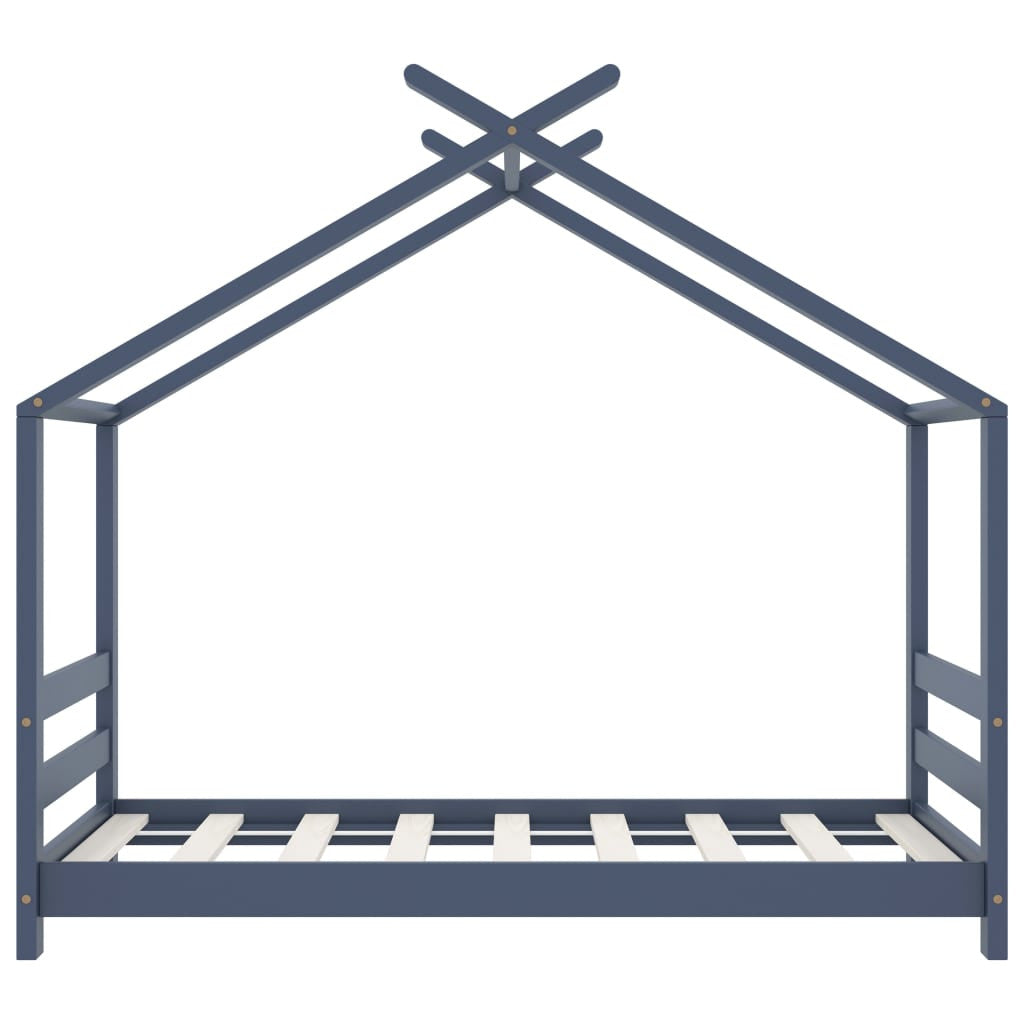 Lasten sängynrunko harmaa täysi mänty 70x140 cm