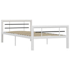 Sängynrunko valkoinen ja musta metalli 100x200 cm