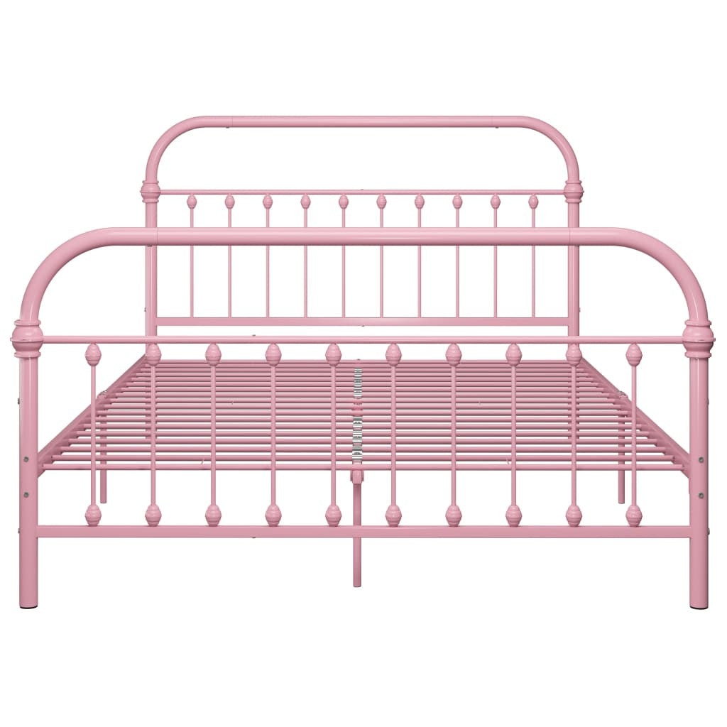Sängram, rosa metall, 140x200 cm