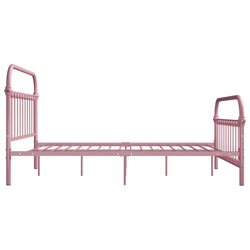 Sängram, rosa metall, 140x200 cm
