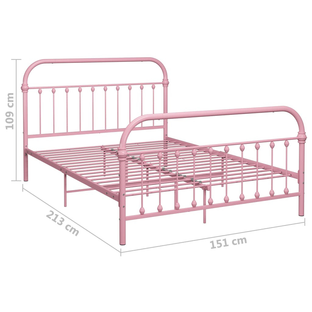 Sängynrunko pinkki metalli 140x200 cm