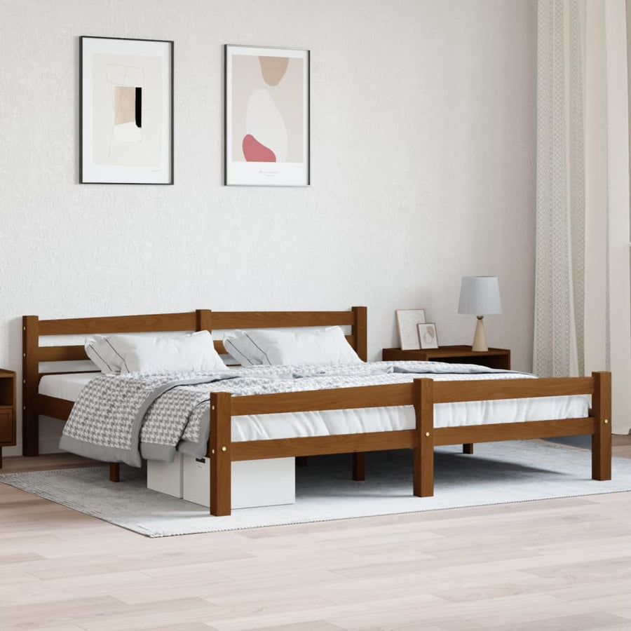 Sängram honungsbrun massiv furu 180x200 cm