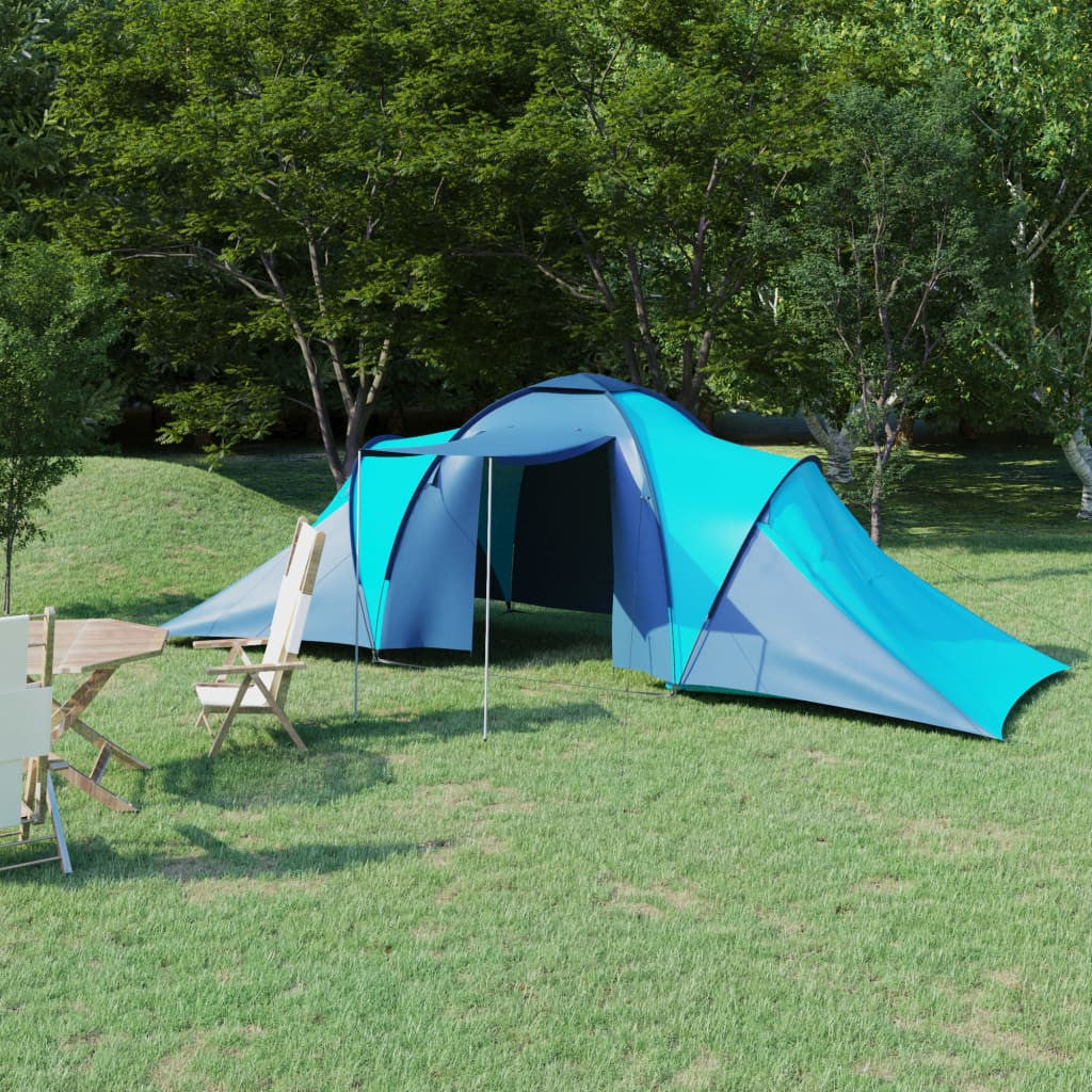 Camping tält för 6 personer, blått och ljusblått