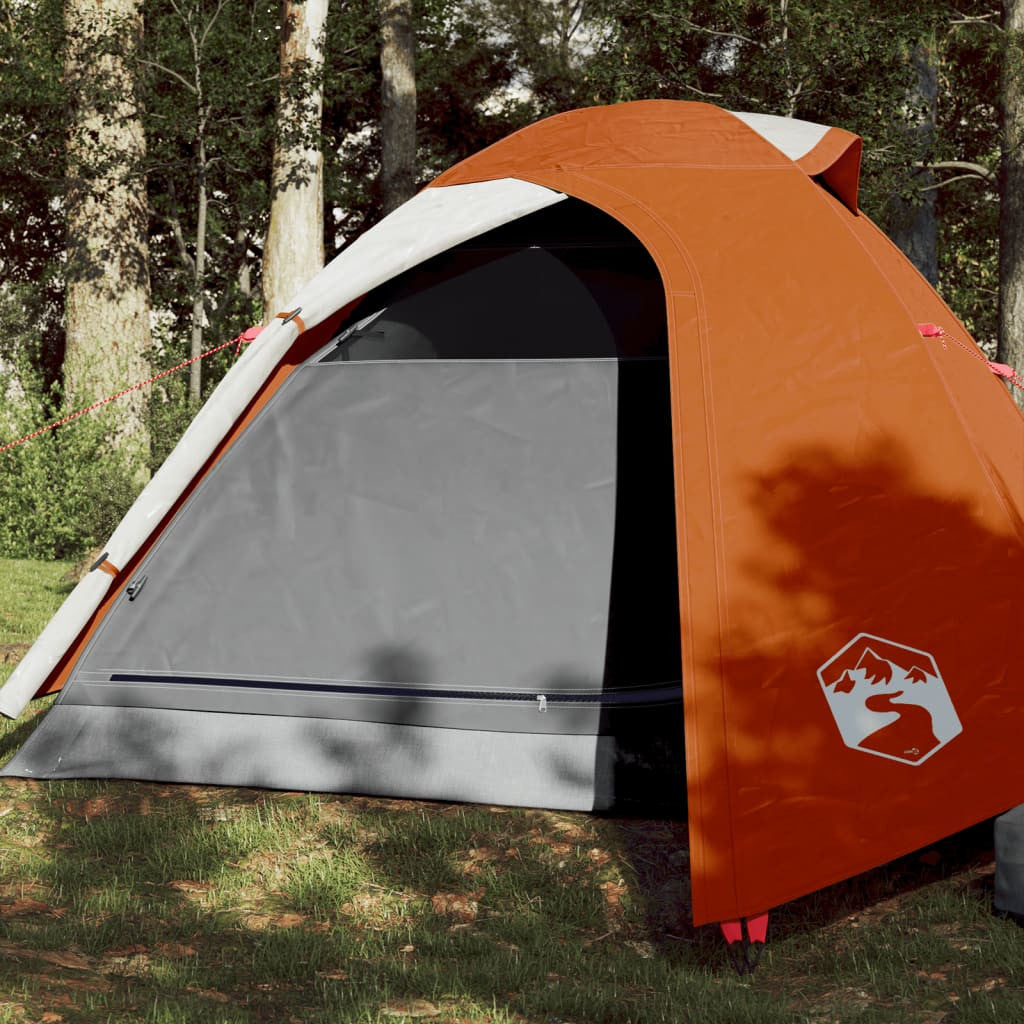 Resetält för 2 personer, grå/orange, 264x210x125 cm, 185T taffeta