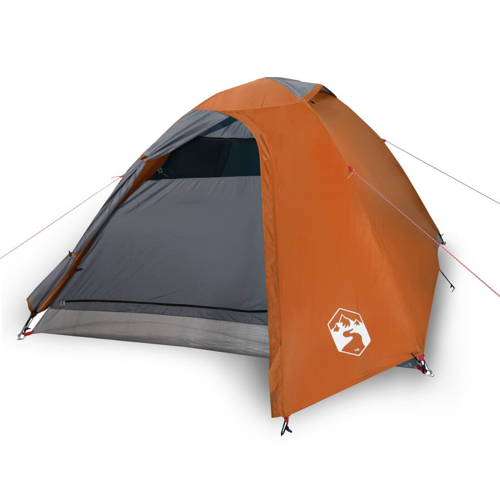 Resetält för 2 personer, grå/orange, 264x210x125 cm, 185T taffeta