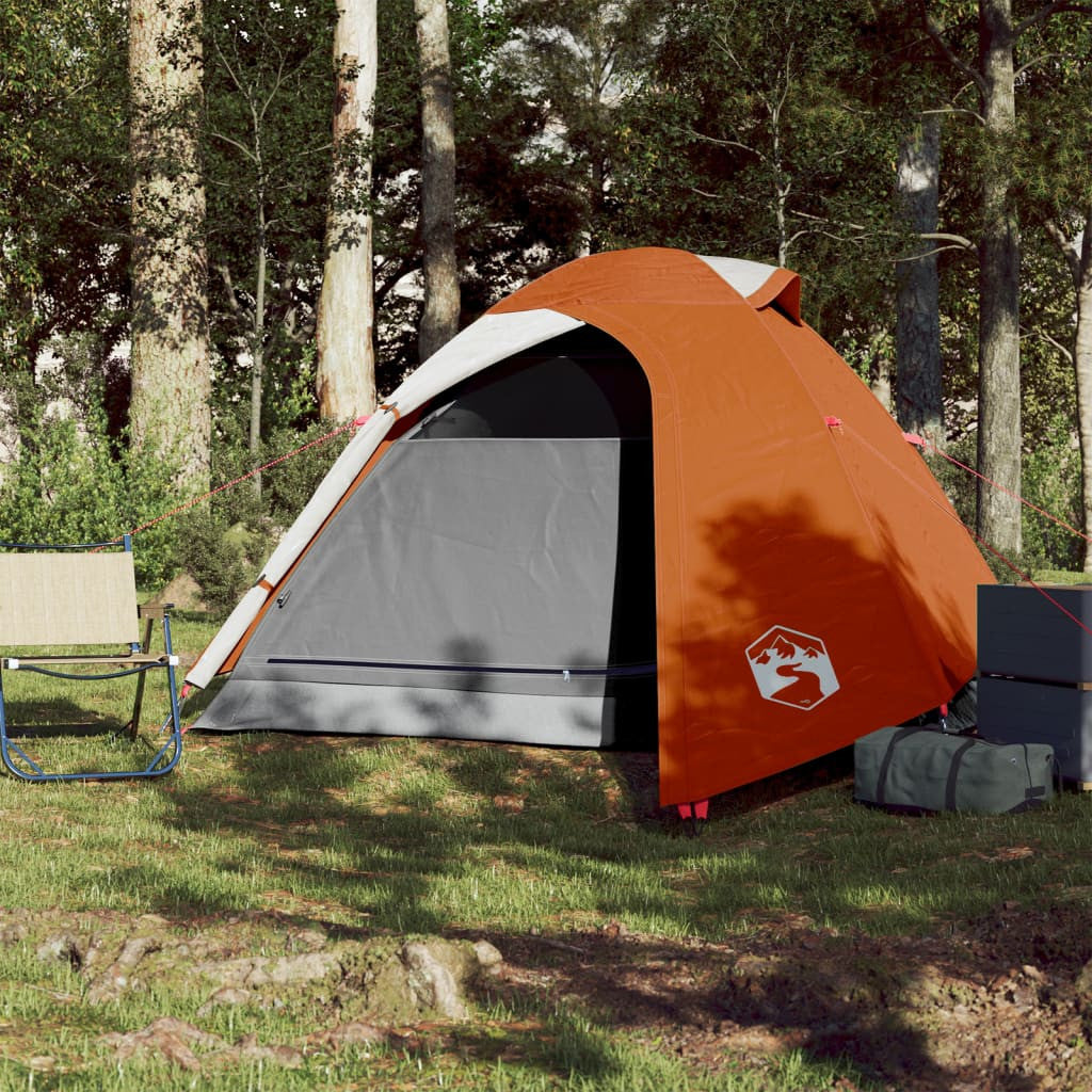 Resetält för 2 personer, grå/orange, 264x210x125 cm, 185T taffeta