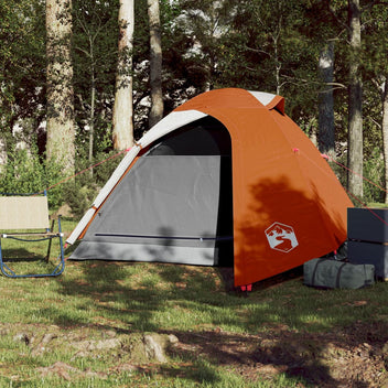 Resetält för 2 personer, grå/orange, 264x210x125 cm, 185T taffeta