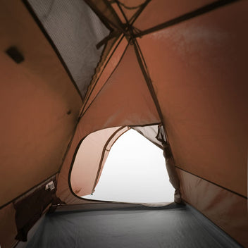 Resetält för 2 personer, grå/orange, 264x210x125 cm, 185T taffeta