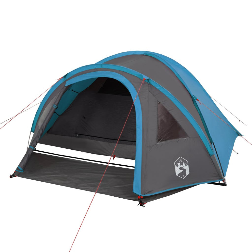 Campingtält för 4 personer, blått, 300x250x132 cm, 185T taft