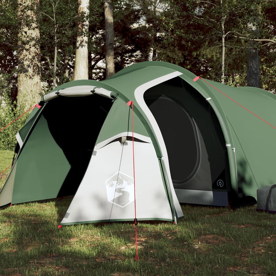 Camping tält för 4 personer, grönt, 360x140x105 cm, 185T taffeta