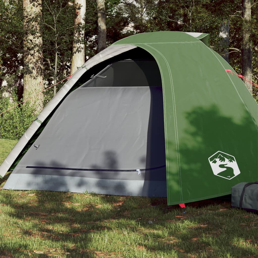 Camping tält för 4 personer, grönt, 267x272x145 cm, 185T taffeta
