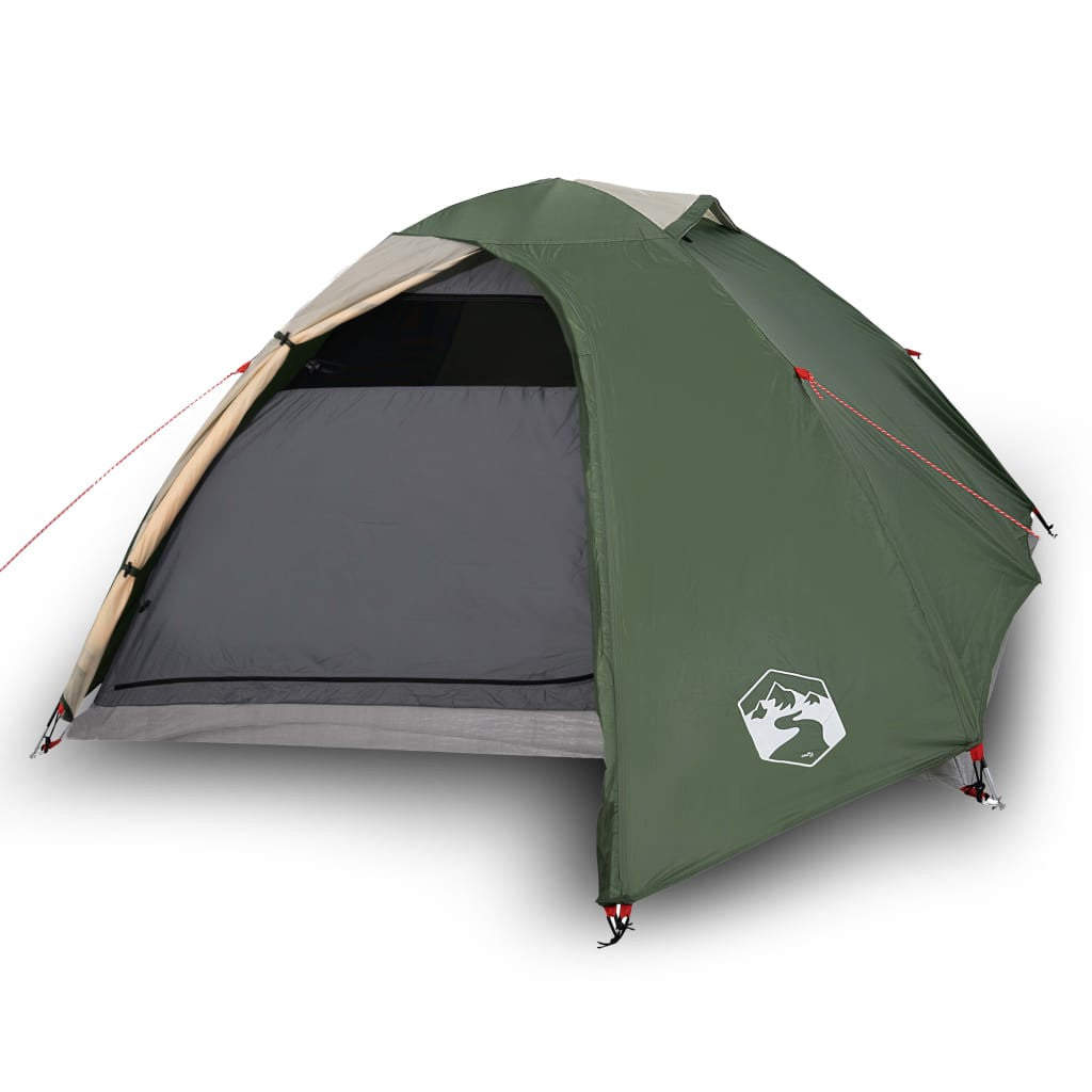 Camping tält för 4 personer, grönt, 267x272x145 cm, 185T taffeta