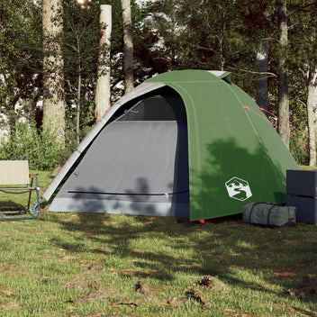 Camping tält för 4 personer, grönt, 267x272x145 cm, 185T taffeta