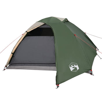 Camping tält för 4 personer, grönt, 267x272x145 cm, 185T taffeta